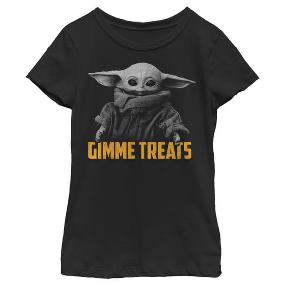 Girl's Star Wars: The Mandalorian Halloween Grogu Gimme Treats  Graphic Tee Black Large