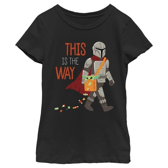 Girl's Star Wars: The Mandalorian Halloween Grogu This is the Way Graphic Tee Black Medium
