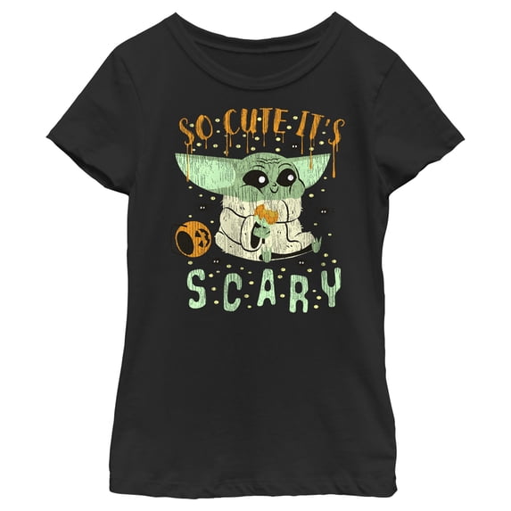 Girl's Star Wars: The Mandalorian Halloween So Cute It’s Scary Graphic Tee Black X Small