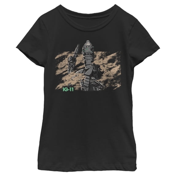 Girl's Star Wars: The Mandalorian IG-11 Dusty Droid Graphic Tee Black X Small