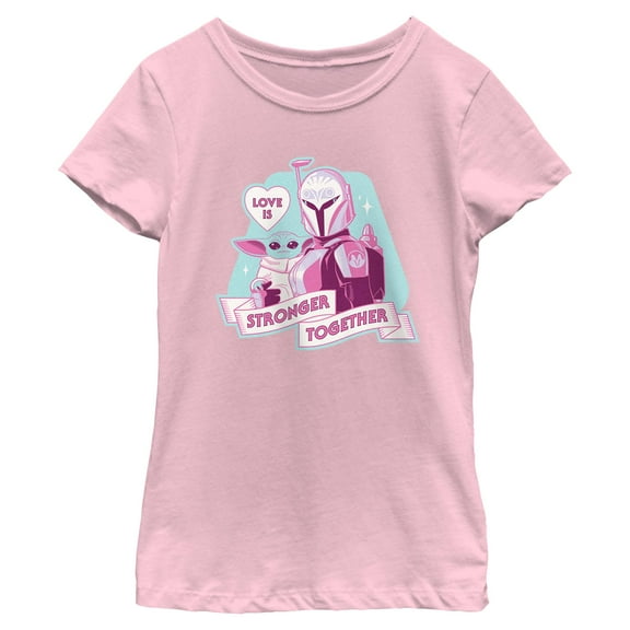 Girl's Star Wars: The Mandalorian Love Is Stronger Together Graphic T-Shirt