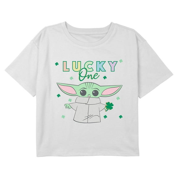 Girl's Star Wars: The Mandalorian Rainbow Lucky One Grogu Graphic Cropped T-Shirt