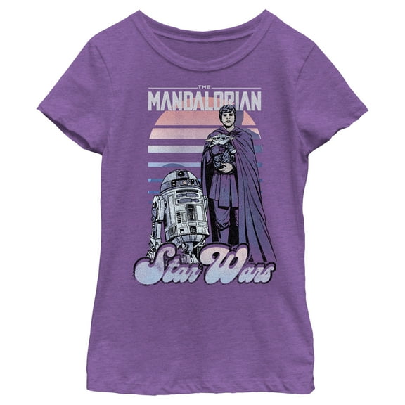 Girl's Star Wars: The Mandalorian Retro R2-D2 Poster Graphic Tee Purple Berry Large