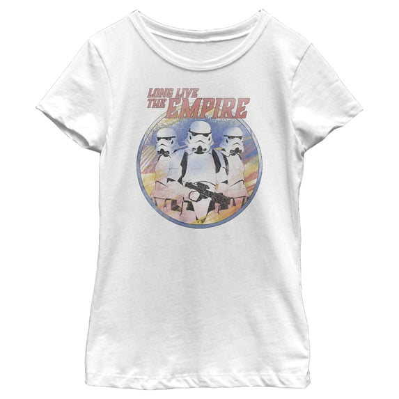 Girl's Star Wars: The Mandalorian Stormtroopers Long Live The Empire Graphic Tee White Large