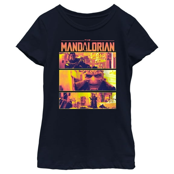 Girl's Star Wars: The Mandalorian The Apostate Scenes Graphic Tee Navy Blue X Small