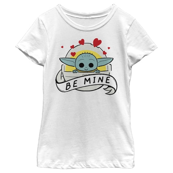 Girl's Star Wars: The Mandalorian The Child Be Mine Bassinet Graphic Tee White Medium