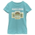 thumbnail image 1 of Girl's Star Wars: The Mandalorian The Child Cartoon Cards  Graphic Tee Tahiti Blue X Large, 1 of 4