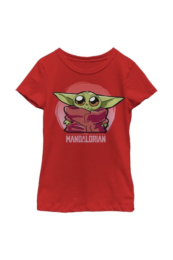 Girl's Star Wars: The Mandalorian The Child Circle  Graphic Tee Red Medium