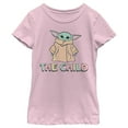 thumbnail image 1 of Girl's Star Wars: The Mandalorian The Child Colorful Logo Graphic Tee Light Pink Small, 1 of 4