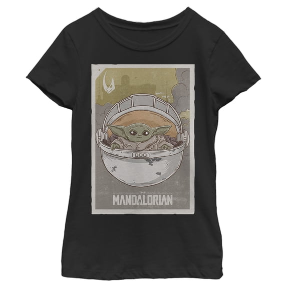Girl's Star Wars: The Mandalorian The Child Cradle Graphic Tee Black Medium