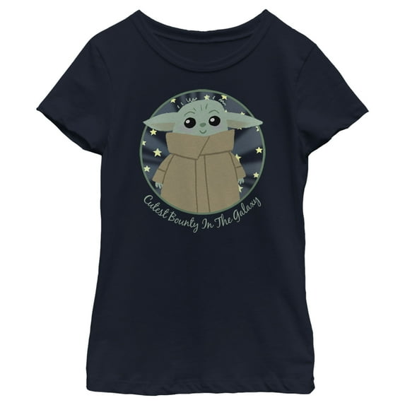 Girl's Star Wars: The Mandalorian The Child Cutest Bounty in the Galaxy Graphic Tee Navy Blue Large