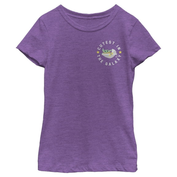 Girl's Star Wars: The Mandalorian The Child Cutest in the Galaxy Pocket  Graphic Tee Purple Berry X Large