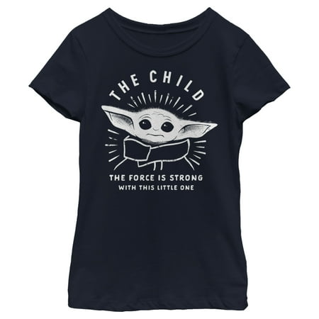 Girl's Star Wars: The Mandalorian The Child Force Is Strong Graphic Tee Navy Blue X Small