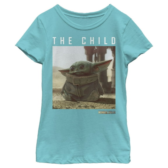 Girl's Star Wars: The Mandalorian The Child Frame Graphic Tee Tahiti Blue X Large