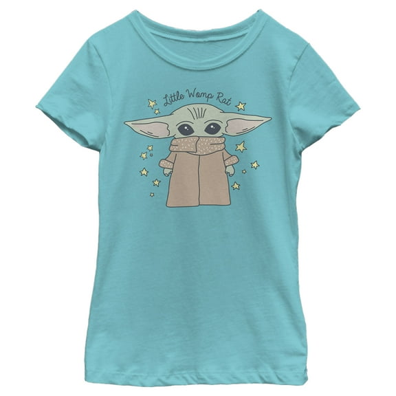 Girl's Star Wars: The Mandalorian The Child Little Womp Rat Graphic Tee Tahiti Blue Small