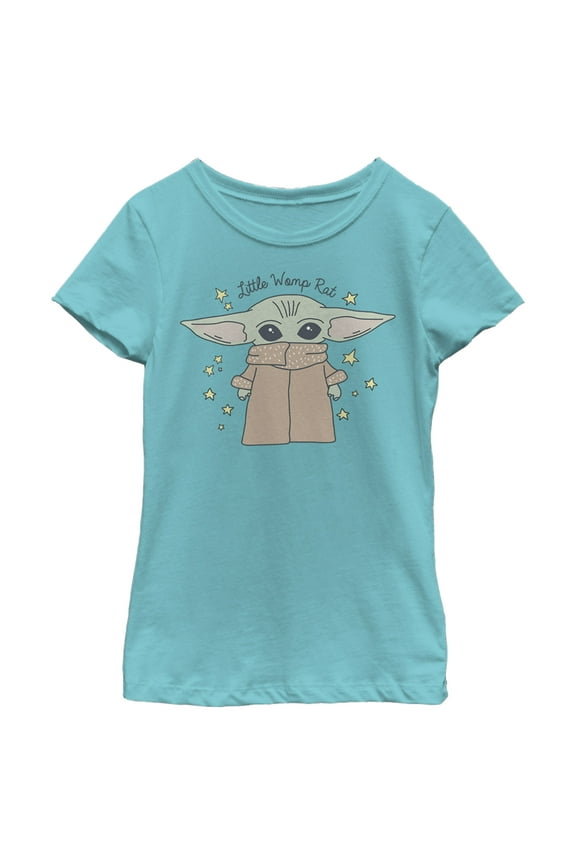 Girl's Star Wars: The Mandalorian The Child Little Womp Rat Graphic Tee Tahiti Blue X Small