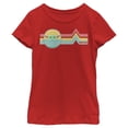 thumbnail image 1 of Girl's Star Wars: The Mandalorian The Child Retro Stripes  Graphic Tee Red Small, 1 of 5