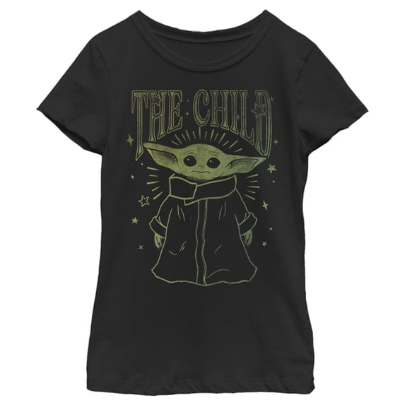Girl's Star Wars: The Mandalorian The Child Sparkles Graphic Tee Black Large