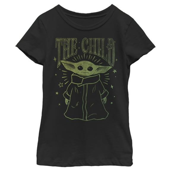Girl's Star Wars: The Mandalorian The Child Sparkles Graphic Tee Black X Large