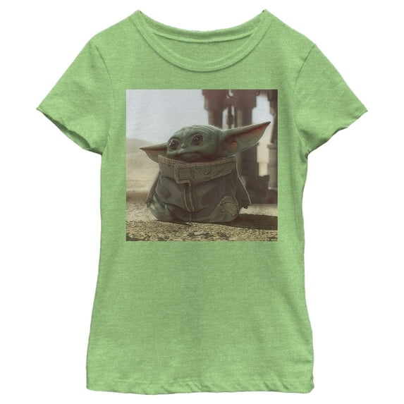 Girl's Star Wars: The Mandalorian The Child Square Frame Graphic Tee Green Apple Small