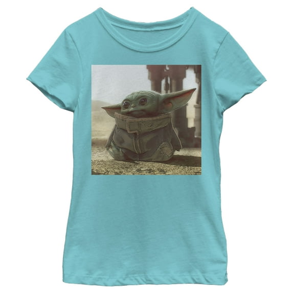 Girl's Star Wars: The Mandalorian The Child Square Frame Graphic Tee Tahiti Blue X Large