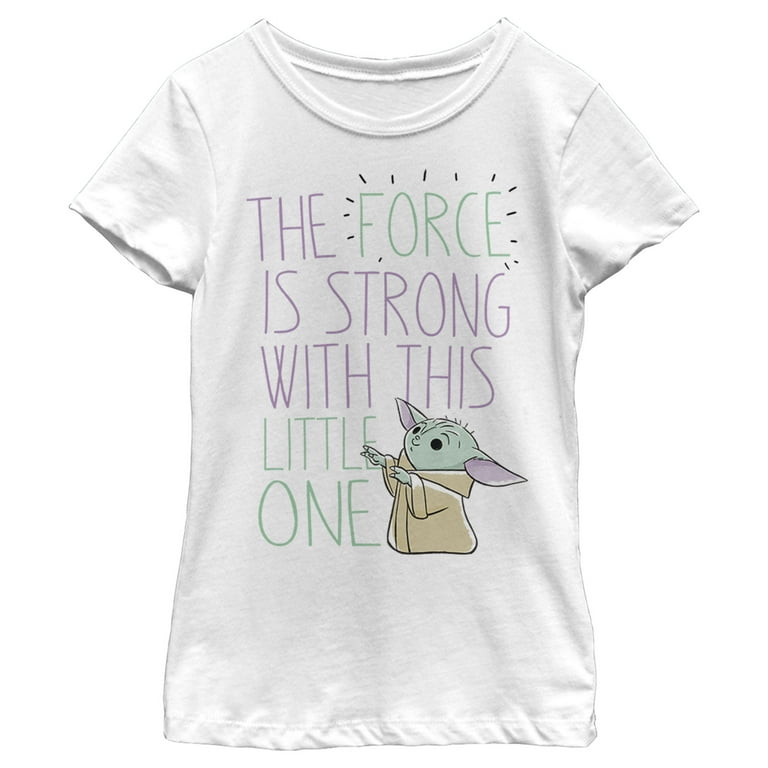 Strong Small The Child Graphic The Wars: Girl\'s Tee is Mandalorian White The Star Force