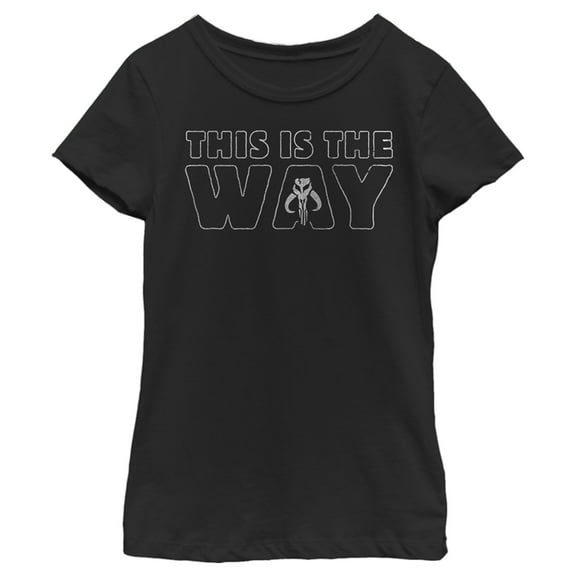 Girl's Star Wars: The Mandalorian This Is the Way Skull  Graphic Tee Black Medium
