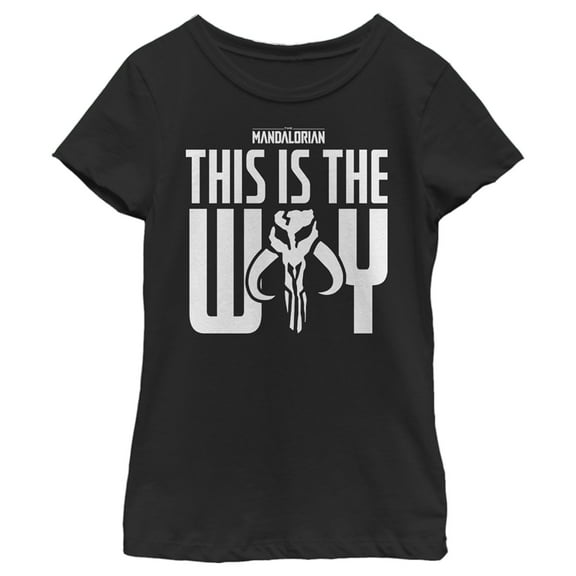 Girl's Star Wars: The Mandalorian This is the Way Black and White Logo Graphic Tee Black Medium