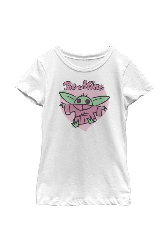 Girl's Star Wars: The Mandalorian Valentine's Day The Child Be Mine Sketch Graphic Tee White X Large