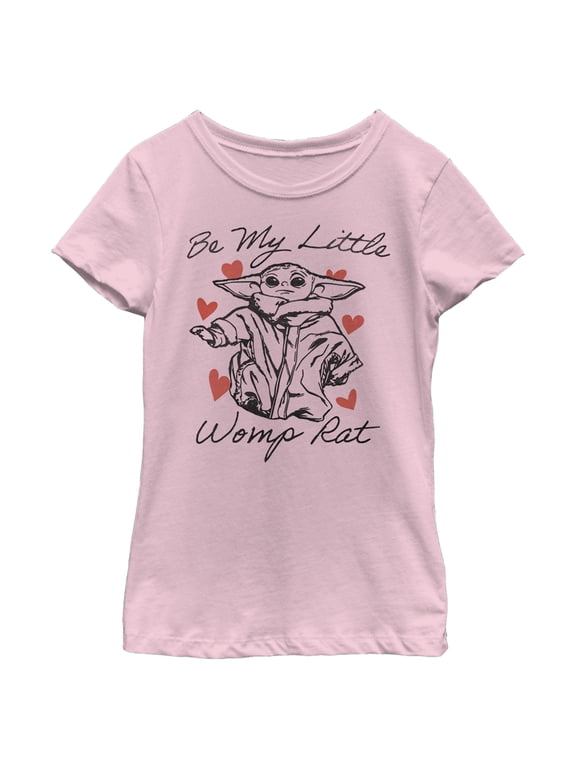 Girl's Star Wars: The Mandalorian Valentine's Day The Child Be My Womp Rat Graphic Tee Light Pink Medium