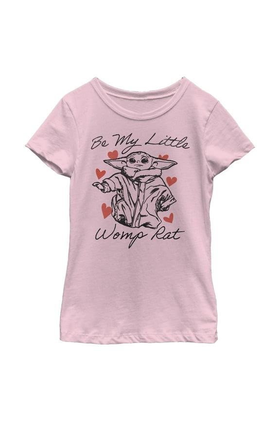 Girl's Star Wars: The Mandalorian Valentine's Day The Child Be My Womp Rat  Graphic Tee Light Pink X Small