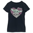 thumbnail image 1 of Girl's Star Wars: The Mandalorian Valentine's Day The Child Heart Portrait  Graphic Tee Navy Blue Medium, 1 of 4