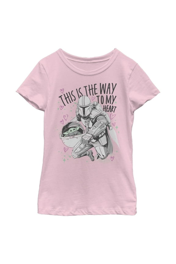 Girl's Star Wars: The Mandalorian Valentine's Day The Child Way to my Heart Graphic Tee Light Pink Small