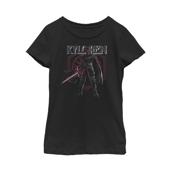 Girl's Star Wars: The Rise of Skywalker Kylo Ren Emblem Graphic Tee Black Medium