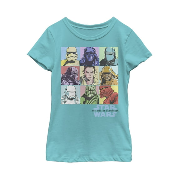 Girl's Star Wars: The Rise of Skywalker Pastel Character Box Graphic Tee Tahiti Blue Small