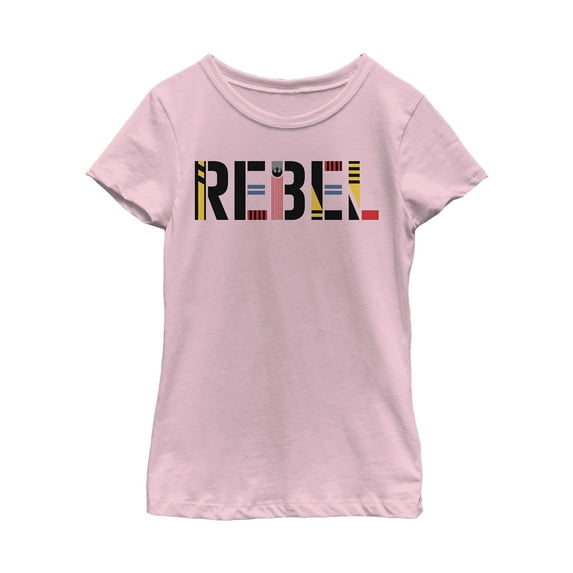 Girl's Star Wars: The Rise of Skywalker Rebel Text Graphic Tee Light Pink X Small
