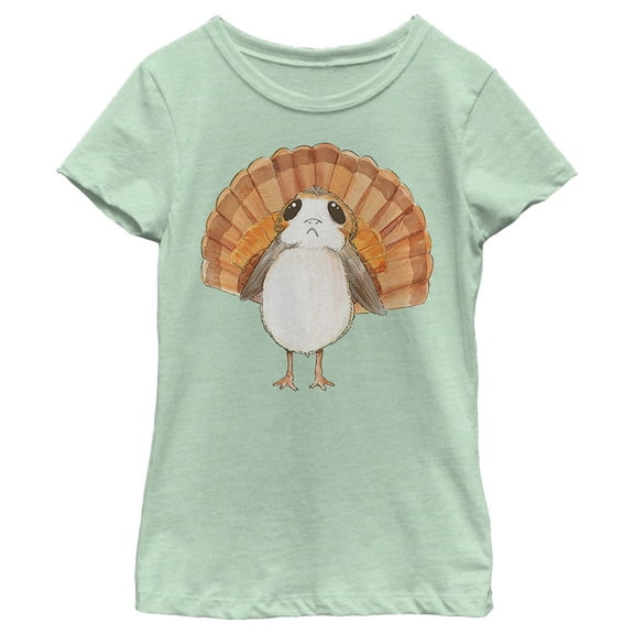 Girl's Star Wars Turkey Porg Graphic Tee Mint Medium