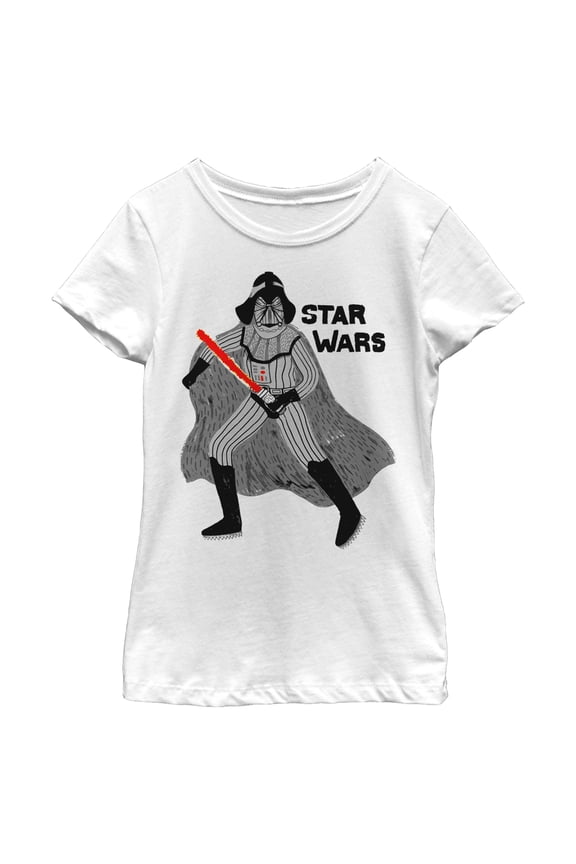 Girl's Star Wars Vader Saber DIY Dance Graphic Tee White Large