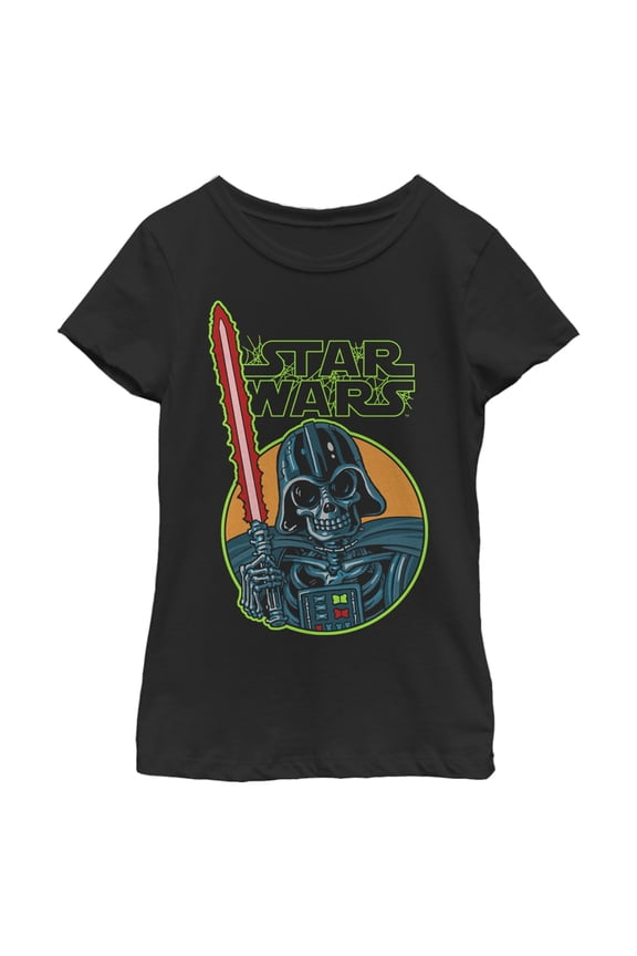Girl's Star Wars Vader Skeleton Graphic Tee Black Large