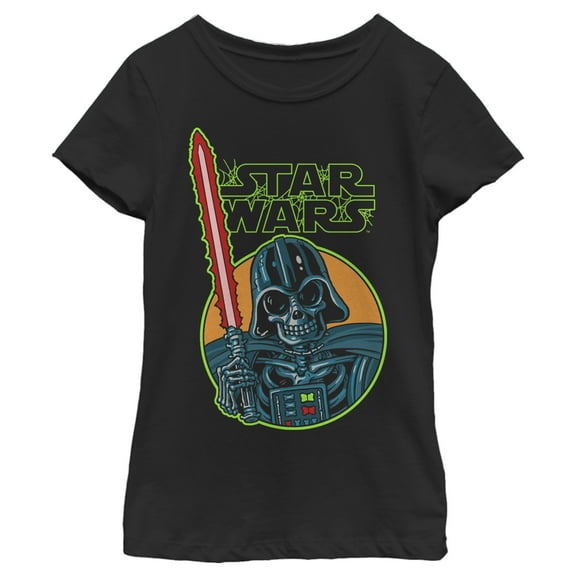 Girl's Star Wars Vader Skeleton  Graphic Tee Black Medium