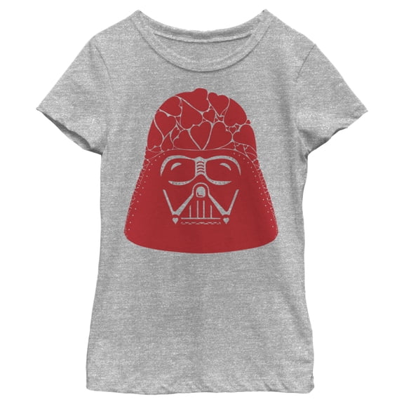 Girl's Star Wars Valentine's Day Darth Vader Heart Helmet  Graphic Tee Athletic Heather X Small