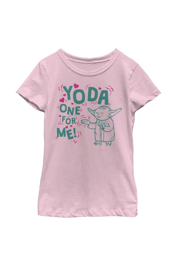 Girl's Star Wars Valentine's Day Yoda One for Me! Force Graphic Tee Light Pink Small