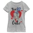 thumbnail image 1 of Girl's Star Wars Valentine's Day You R2 Cute  Graphic Tee Athletic Heather Large, 1 of 5