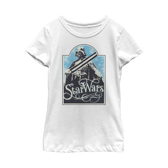 Girl's Star Wars Vintage Western Darth Vader  Graphic Tee White X Large