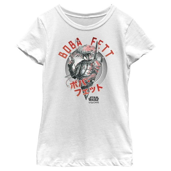 Girl's Star Wars: Visions Boba Fett Samurai Graphic Tee White Large