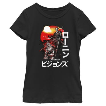 Girl's Star Wars: Visions R2-D2 Warrior  Graphic Tee Black Large