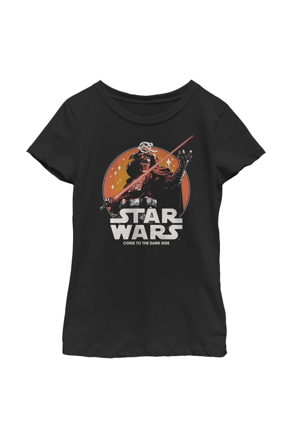 Girl's Star Wars: Visions Retro Anime Darth Vader Graphic Tee Black Medium
