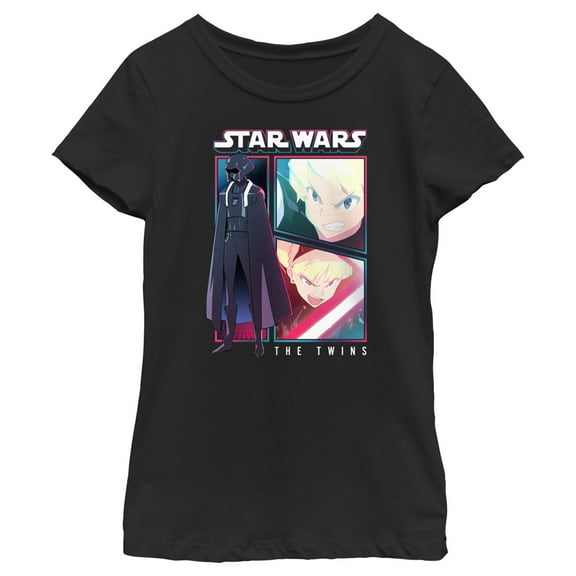 Girl's Star Wars: Visions The Twins Comic Panels  Graphic Tee Black Medium