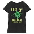 thumbnail image 1 of Girl's Star Wars Yoda Best 3rd Birthday You Will Have Stencil  Graphic Tee Black Small, 1 of 3
