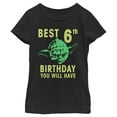 thumbnail image 1 of Girl's Star Wars Yoda Best 6th Birthday You Will Have Stencil  Graphic Tee Black Medium, 1 of 3